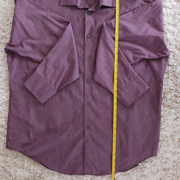 Calvin Klein Men's Dress Shirt Size 2X Red with White Plaid Long Sleeve Slim Fit - Picture 8 of 8